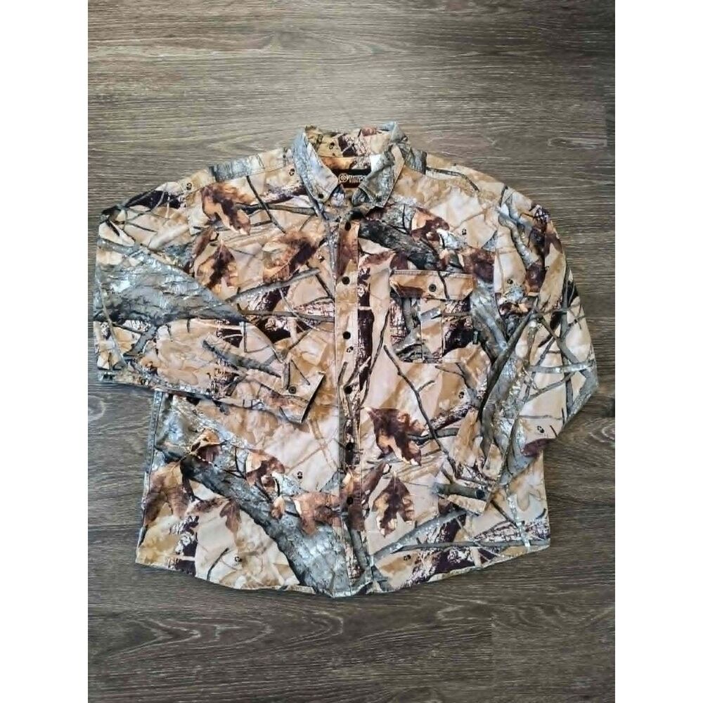 Outfitters Ridge XL Camouflage Shirt Realtree Hardwoods Button Up Hunting Camp
